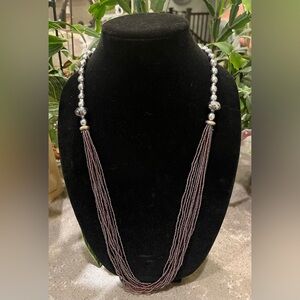 Sophisticated Silver and Purple Multi-Strand Necklace